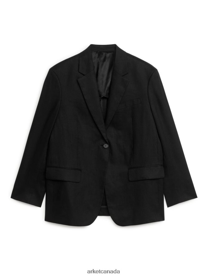 ARKET Clothing 4L826J487 Black Oversized Linen Blazer Women