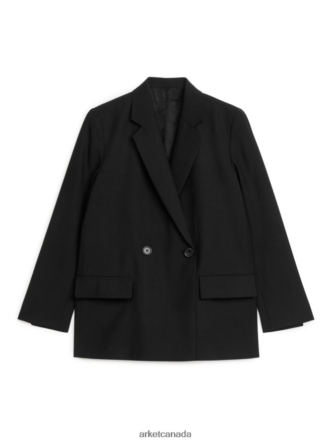 ARKET Clothing 4L826J492 Black Double Breasted Wool Blazer Women