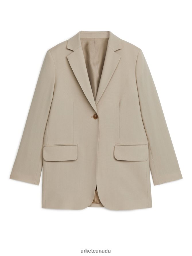 ARKET Clothing 4L826J494 Beige Hopsack Wool Blazer Women