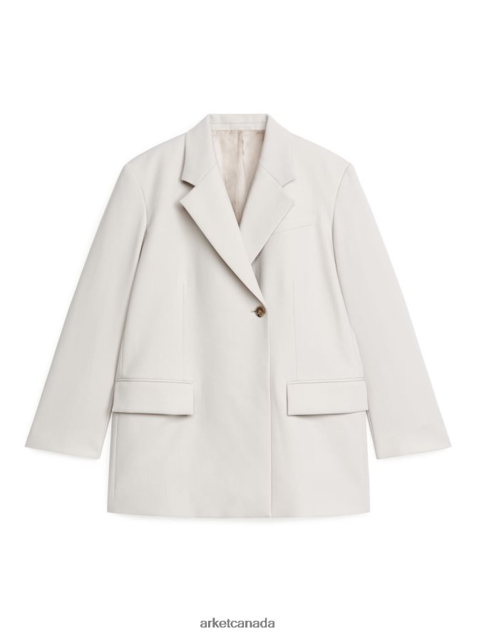 ARKET Clothing 4L826J495 White Oversized Wool Blazer Women