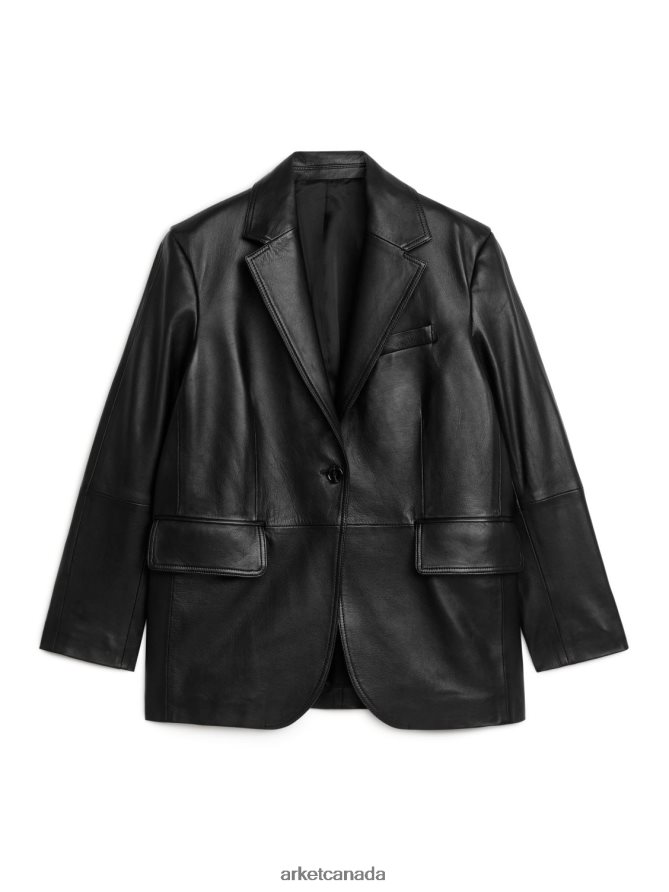 ARKET Clothing 4L826J497 Black Oversized Leather Blazer Women