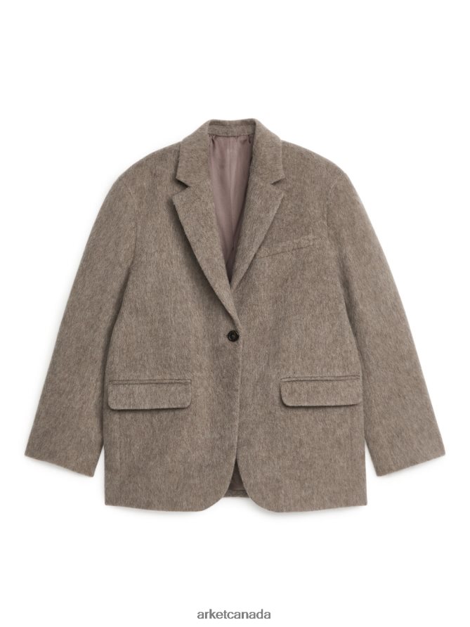ARKET Clothing 4L826J498 Beige Brushed Wool Blend Blazer Women