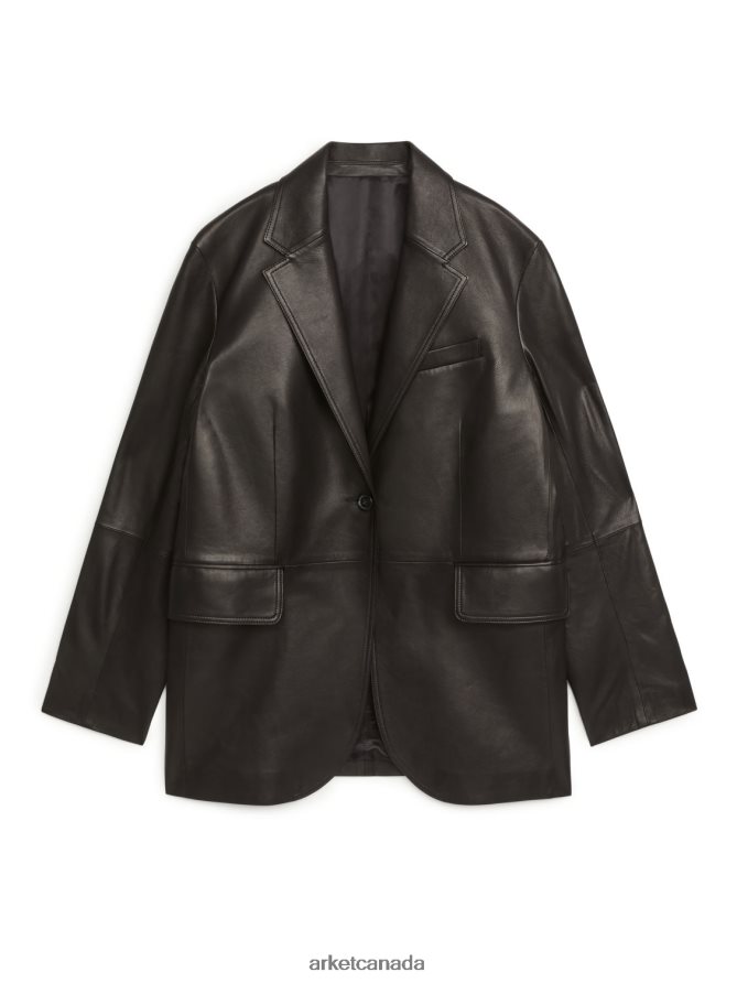ARKET Clothing 4L826J499 Black Oversized Leather Blazer Women