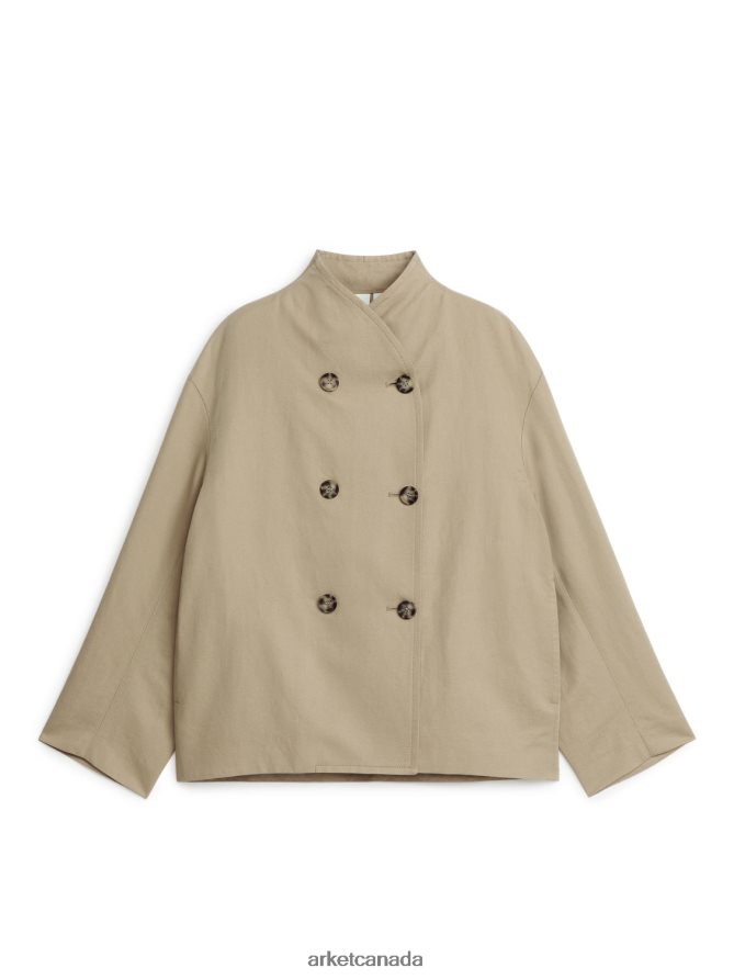 ARKET Clothing 4L826J452 Beige Linen Cotton Jacket Women