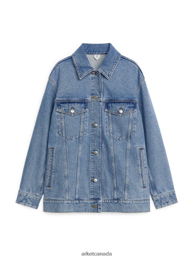 ARKET Clothing 4L826J454 Washed Blue Oversized Denim Jacket Women