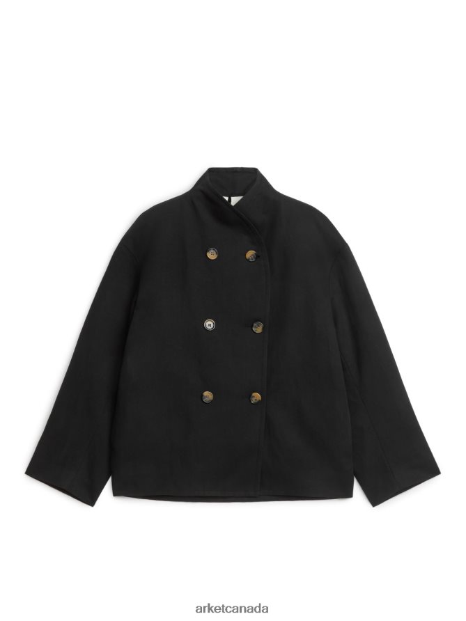 ARKET Clothing 4L826J455 Black Linen Cotton Jacket Women