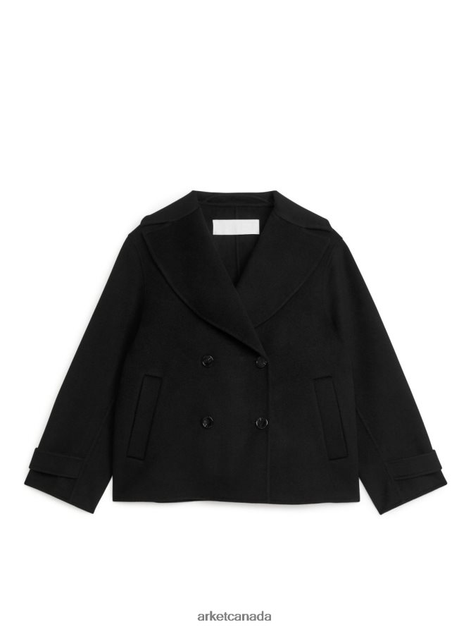 ARKET Clothing 4L826J457 Black Wool Pea Coat Women