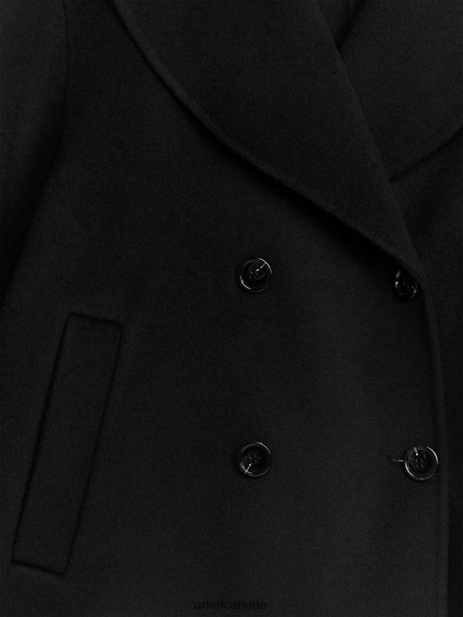 ARKET Clothing 4L826J457 Black Wool Pea Coat Women