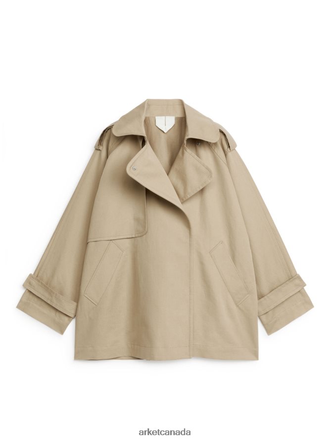 ARKET Clothing 4L826J458 Beige Short Trench Coat Women