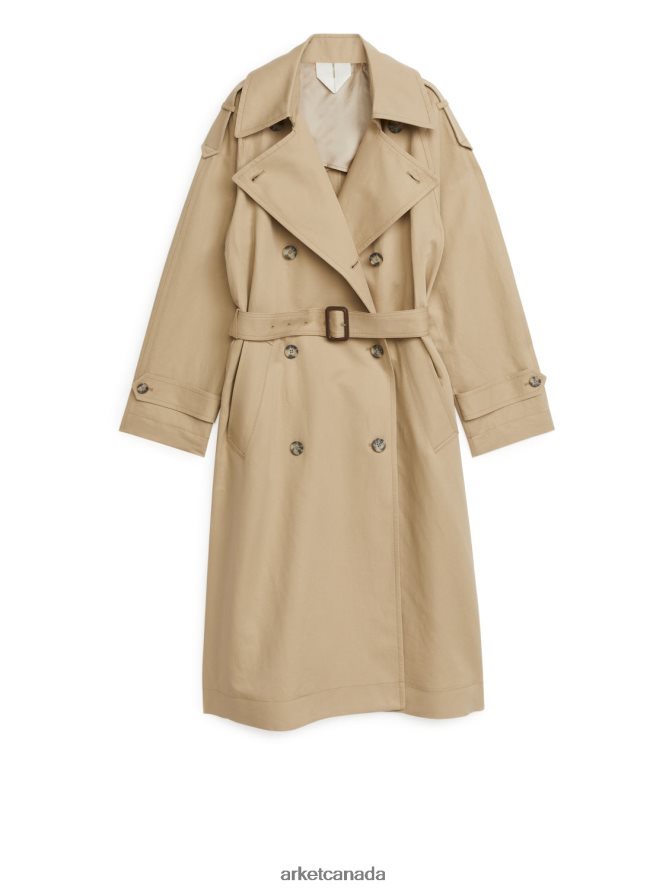 ARKET Clothing 4L826J460 Beige Linen Cotton Trenchcoat Women