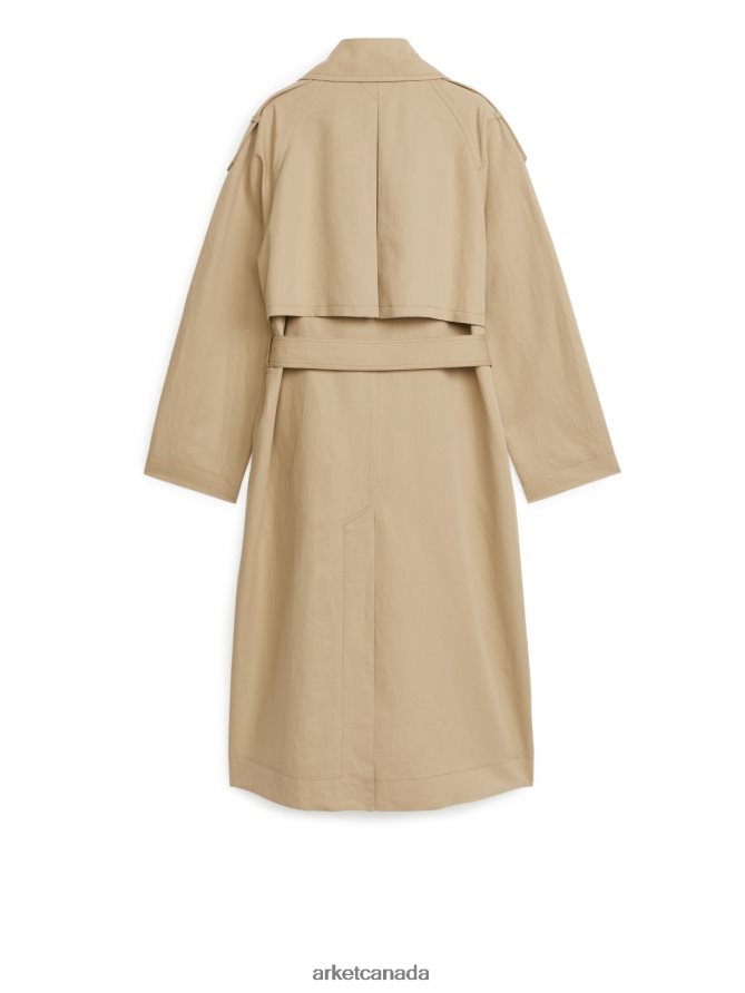 ARKET Clothing 4L826J460 Beige Linen Cotton Trenchcoat Women