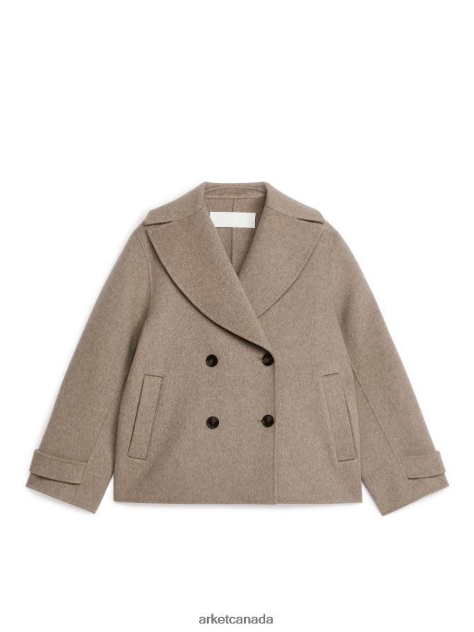 ARKET Clothing 4L826J461 Dark Beige Wool Pea Coat Women