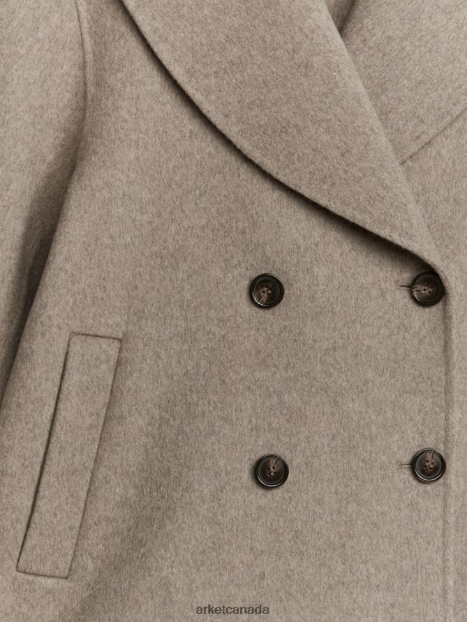 ARKET Clothing 4L826J461 Dark Beige Wool Pea Coat Women
