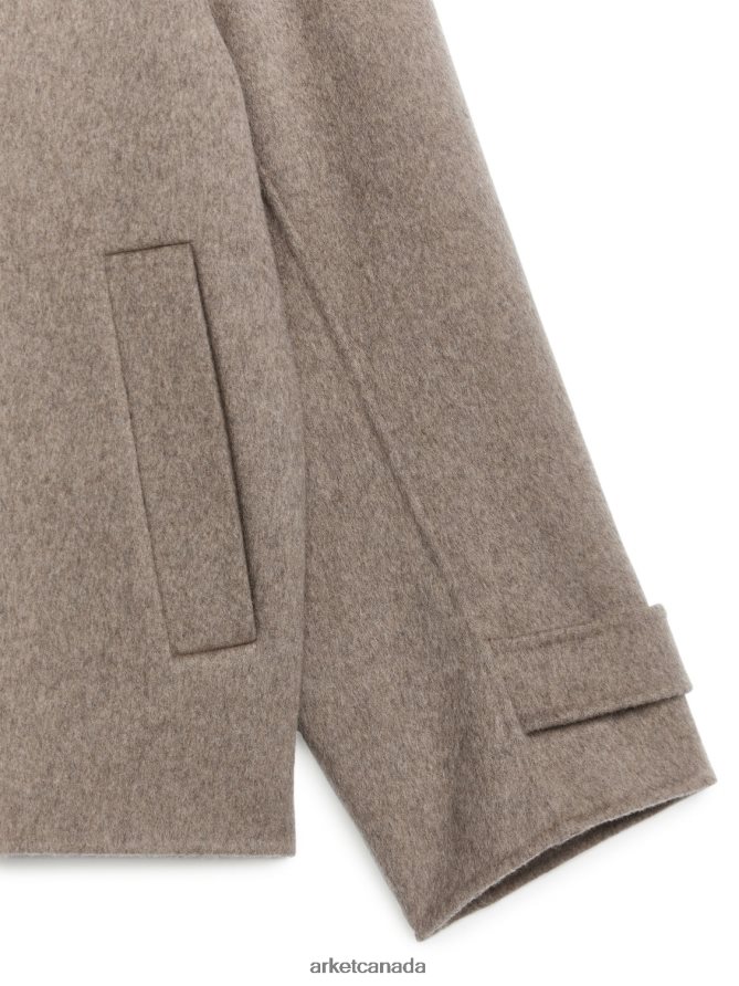 ARKET Clothing 4L826J461 Dark Beige Wool Pea Coat Women