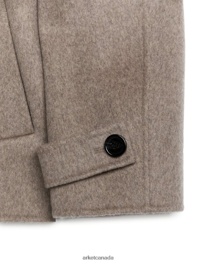 ARKET Clothing 4L826J461 Dark Beige Wool Pea Coat Women
