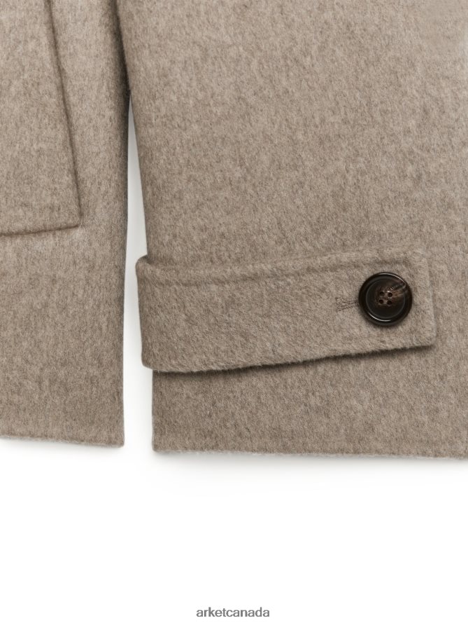 ARKET Clothing 4L826J461 Dark Beige Wool Pea Coat Women