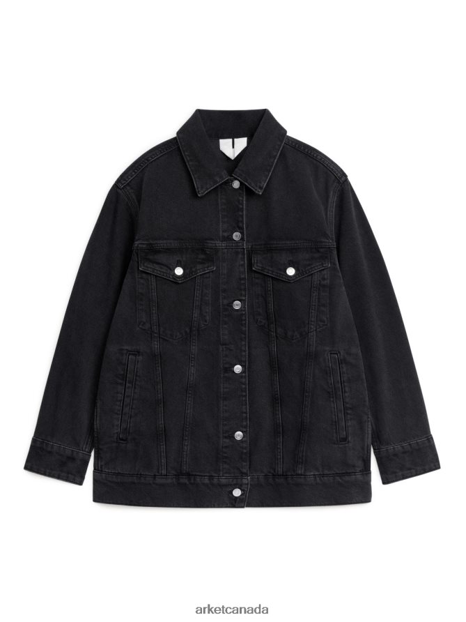 ARKET Clothing 4L826J463 Black Oversized Denim Jacket Women