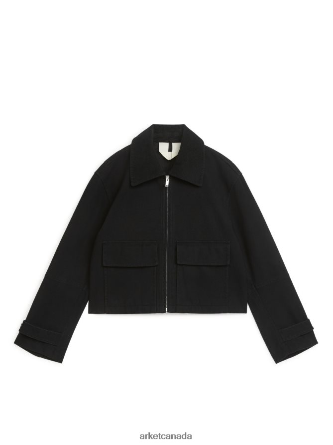 ARKET Clothing 4L826J464 Black Canvas Zip Jacket Women
