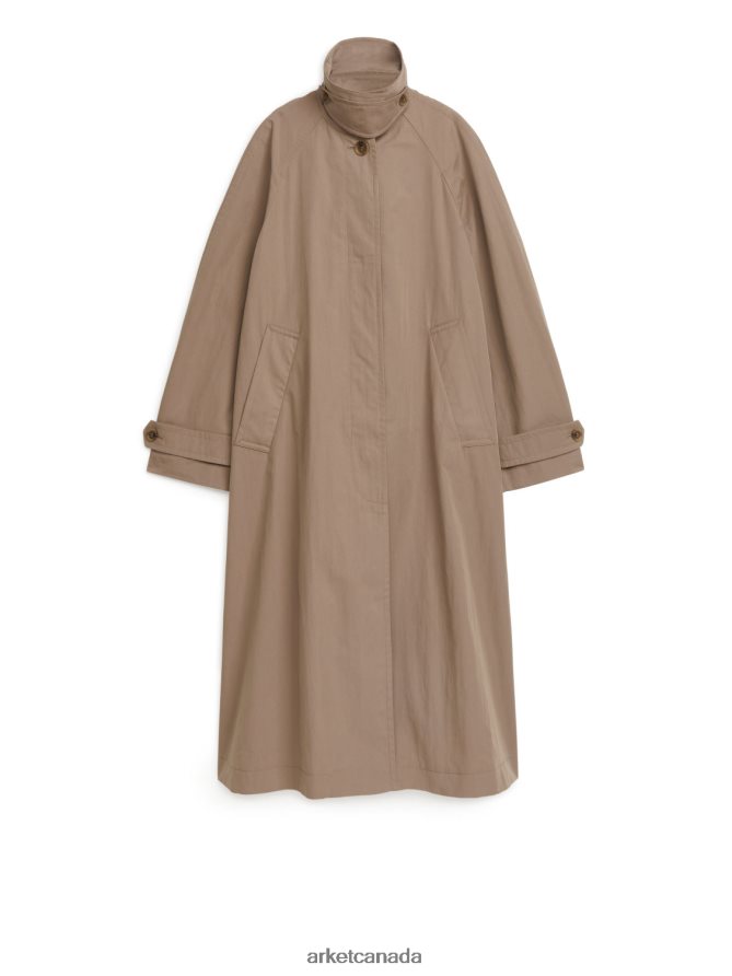 ARKET Clothing 4L826J465 Dark Beige Cotton Blend Trench Coat Women