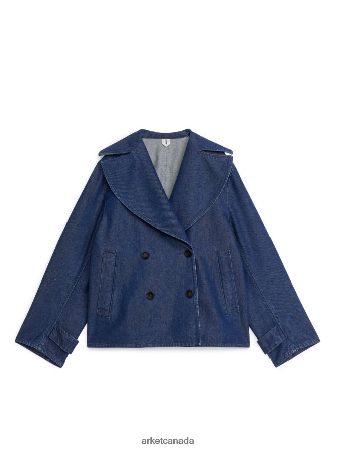 ARKET Clothing 4L826J466 Dark Blue Double-Breasted Denim Jacket Women