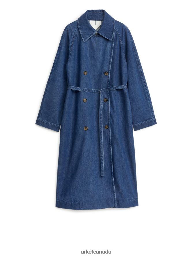 ARKET Clothing 4L826J467 Blue Denim Trench Coat Women