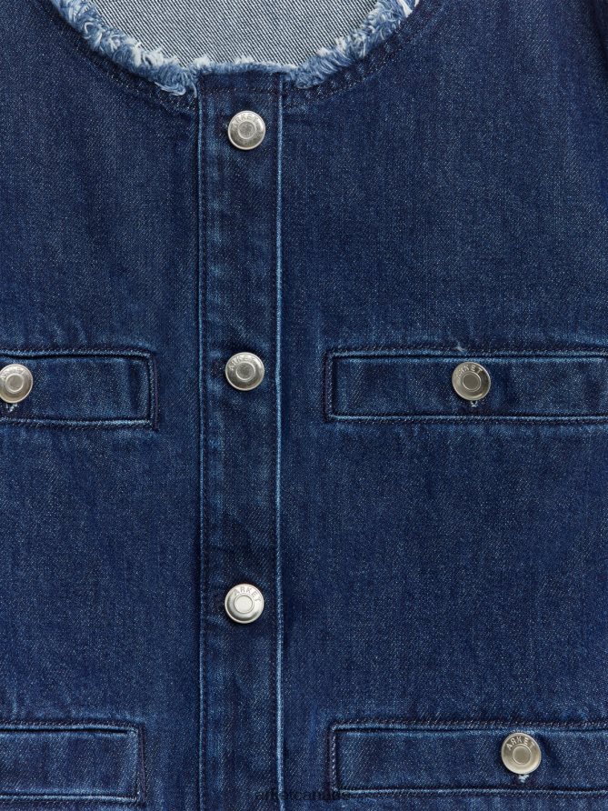 ARKET Clothing 4L826J468 Mid Blue Collarless Denim Jacket Women