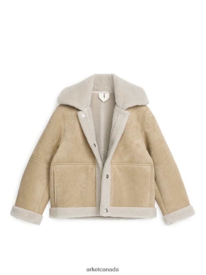 ARKET Clothing 4L826J472 Beige Faux Fur Moleskin Jacket Women