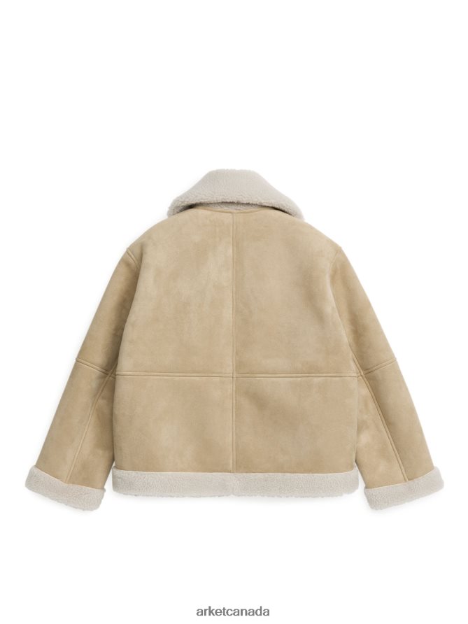 ARKET Clothing 4L826J472 Beige Faux Fur Moleskin Jacket Women