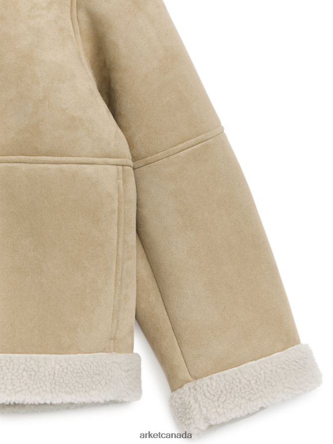 ARKET Clothing 4L826J472 Beige Faux Fur Moleskin Jacket Women