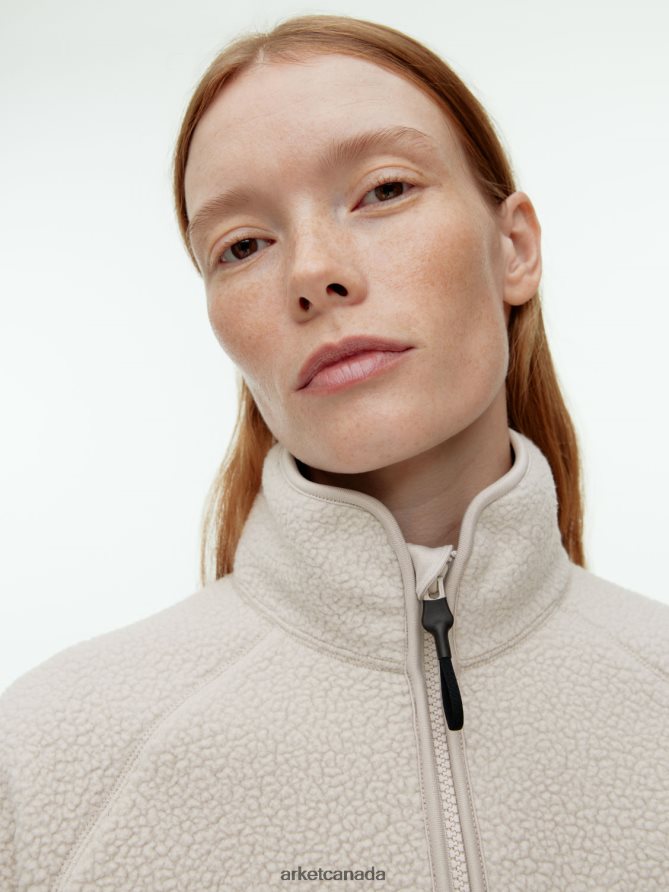 ARKET Clothing 4L826J481 Off White Fleece Zip Jacket Women