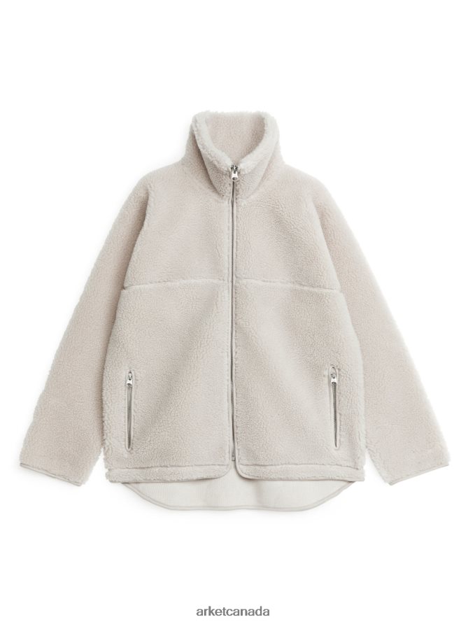 ARKET Clothing 4L826J482 Off White High-Neck Pile Jacket Women