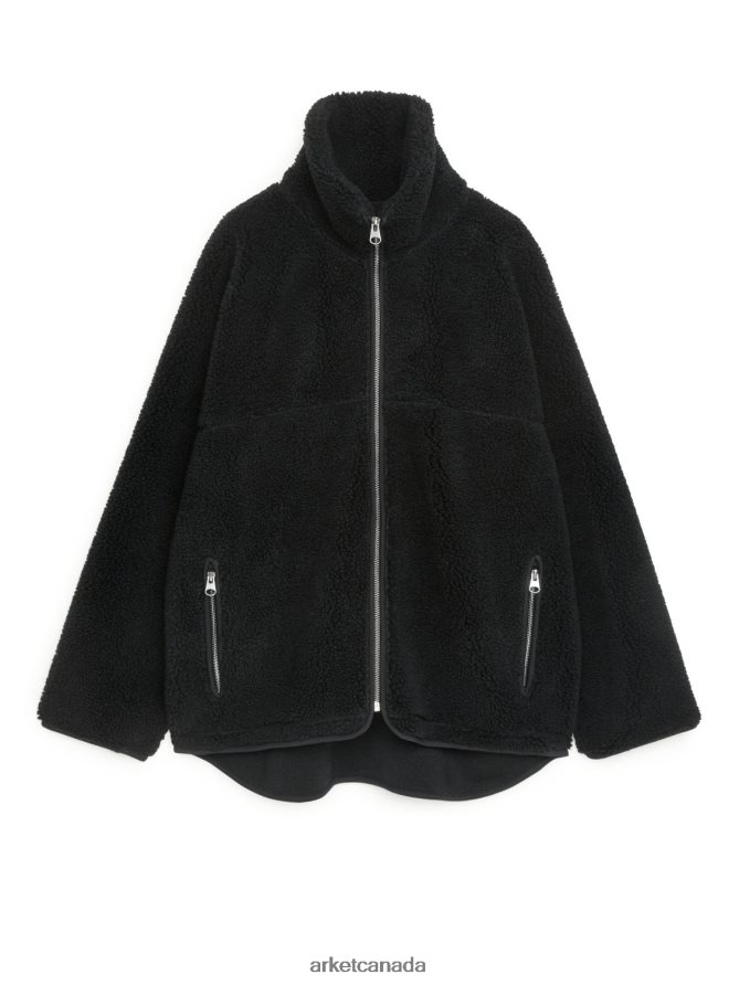 ARKET Clothing 4L826J483 Black High-Neck Pile Jacket Women
