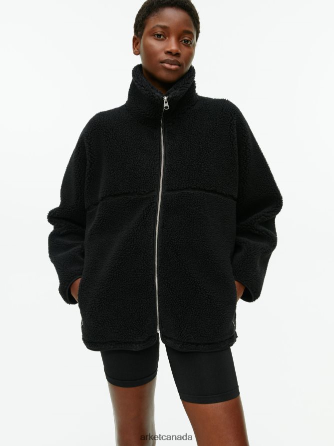 ARKET Clothing 4L826J483 Black High-Neck Pile Jacket Women