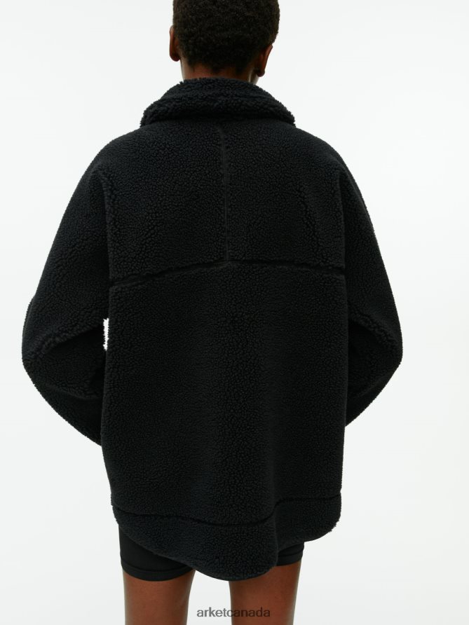 ARKET Clothing 4L826J483 Black High-Neck Pile Jacket Women