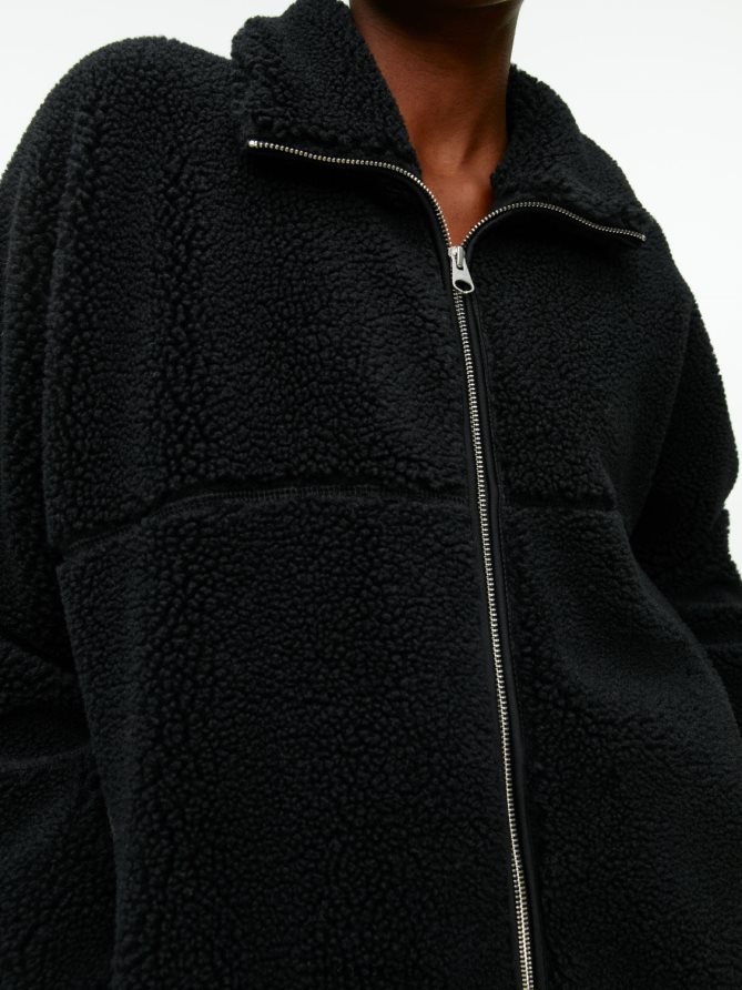 ARKET Clothing 4L826J483 Black High-Neck Pile Jacket Women