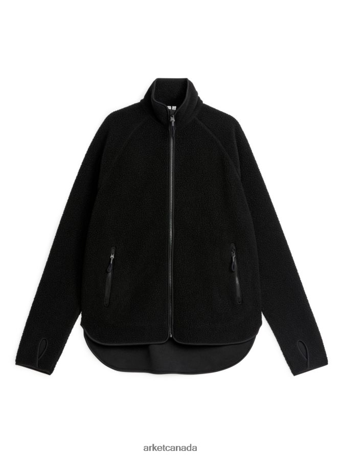 ARKET Clothing 4L826J484 Black Fleece Zip Jacket Women