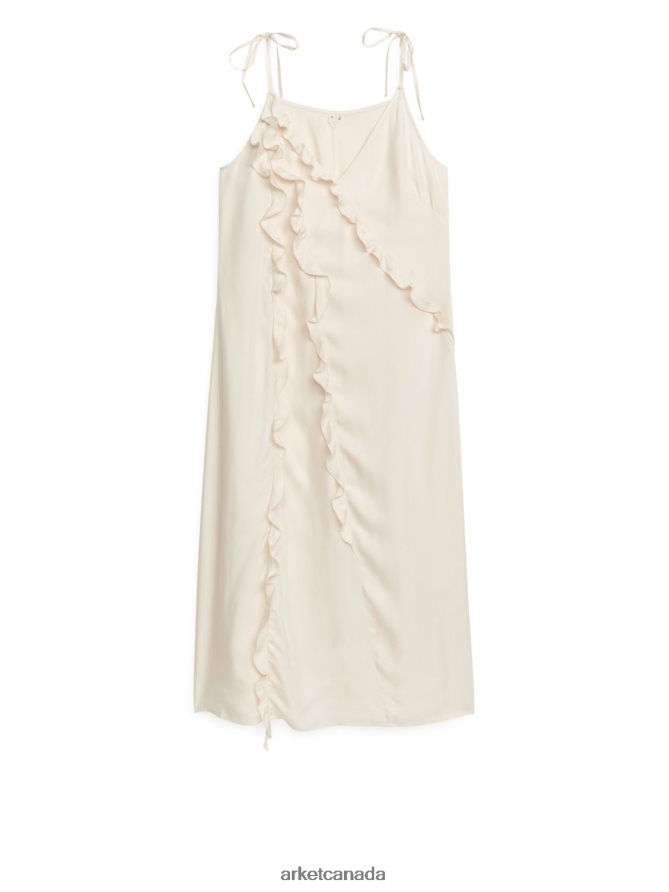 ARKET Clothing 4L826J100 Off White Frill Midi Strap Dress Women