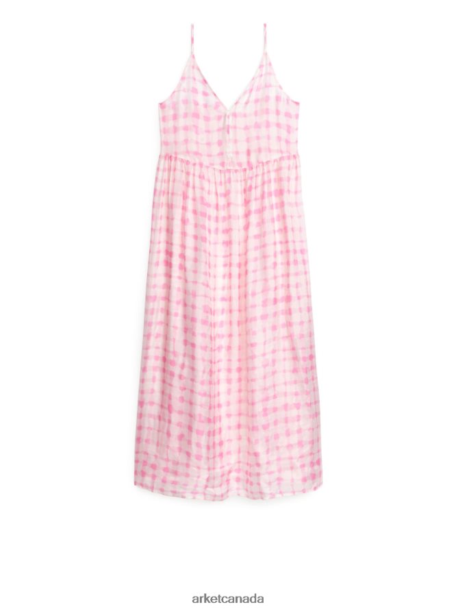 ARKET Clothing 4L826J103 Pink/White Tiered Strap Dress Women