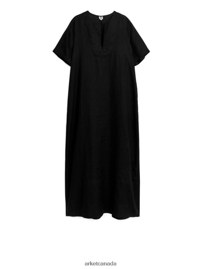 ARKET Clothing 4L826J105 Black Maxi Linen Dress Women
