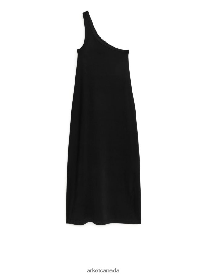 ARKET Clothing 4L826J111 Black One Shoulder Jersey Dress Women