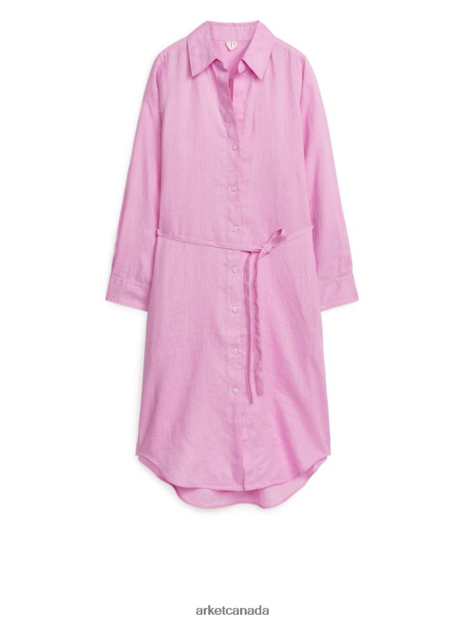 ARKET Clothing 4L826J113 Pink Linen Shirt Dress Women