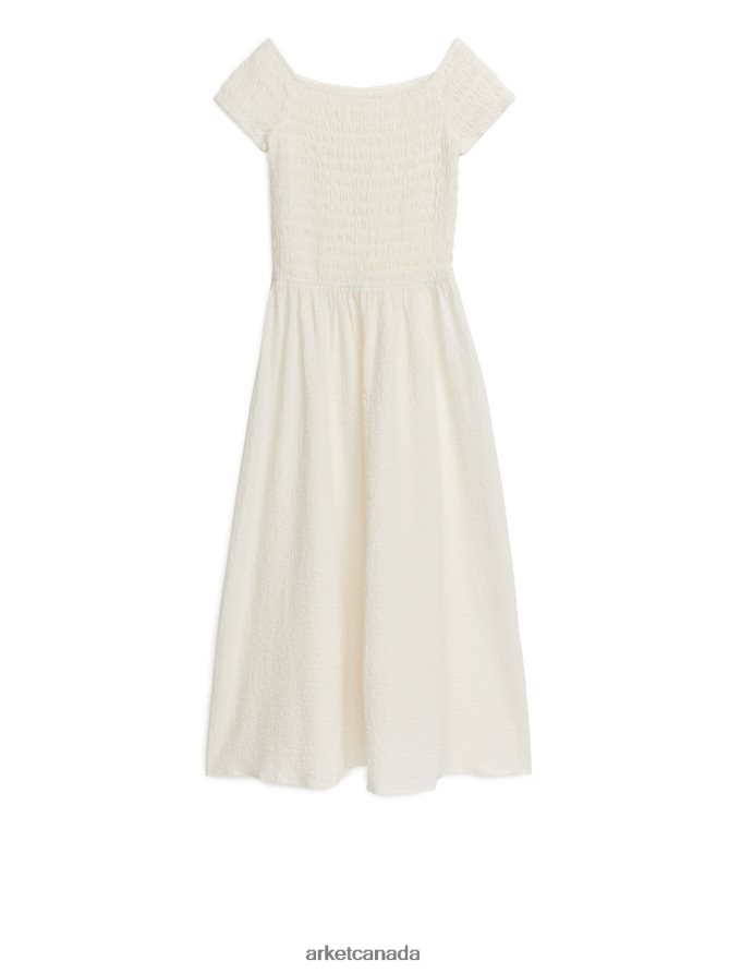 ARKET Clothing 4L826J120 Off White Off-Shoulder Smock Dress Women