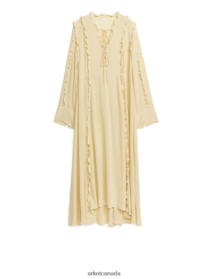 ARKET Clothing 4L826J122 Vanilla Frilled Maxi Dress Women