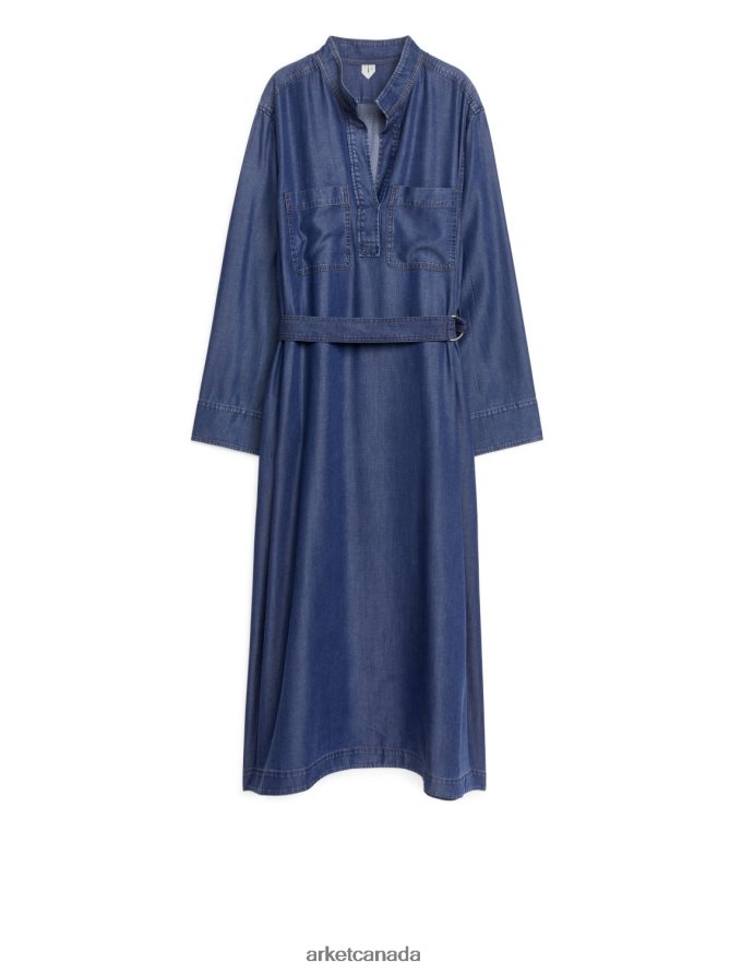 ARKET Clothing 4L826J124 Blue Belted Denim Dress Women