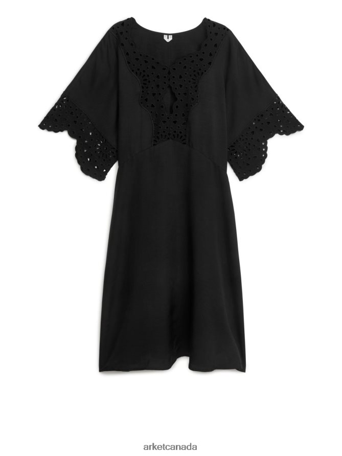 ARKET Clothing 4L826J125 Black Embroidered Midi Dress Women