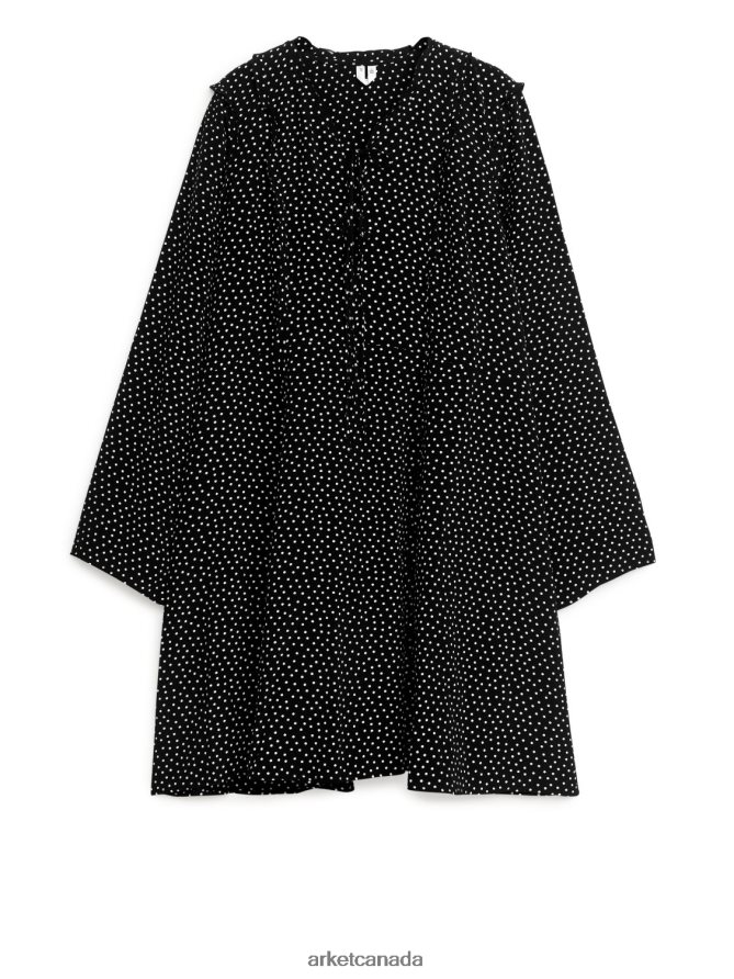 ARKET Clothing 4L826J128 Black/White Ruffled A-Line Dress Women