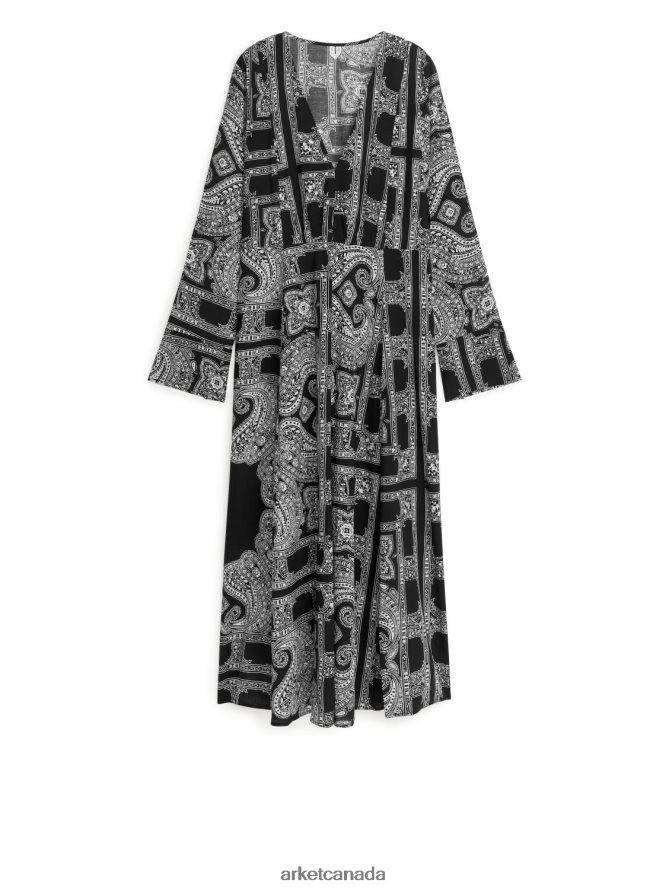 ARKET Clothing 4L826J130 White/Black Paisley Dress Women