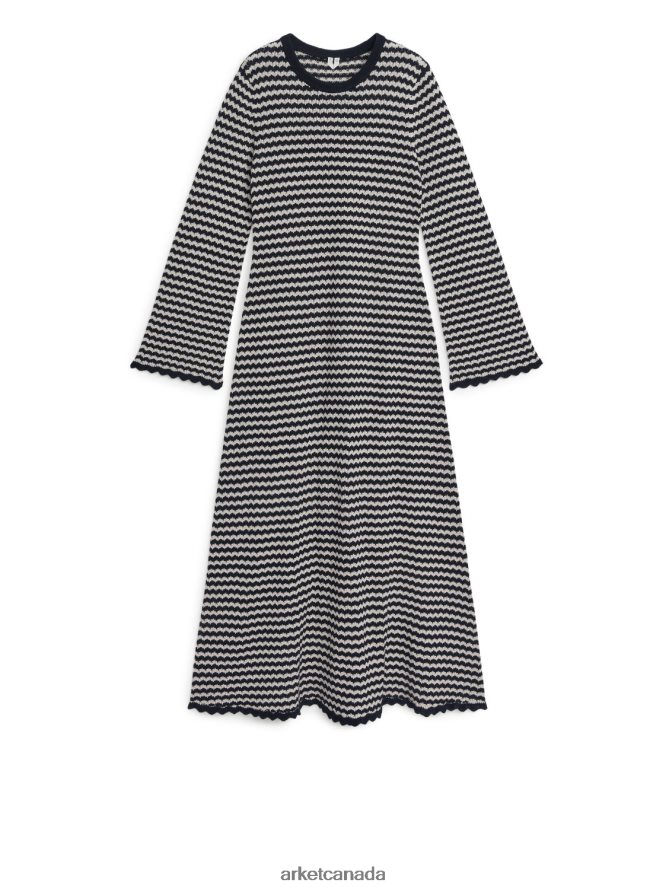 ARKET Clothing 4L826J132 Off-White/Dark Blue Knitted Dress Women