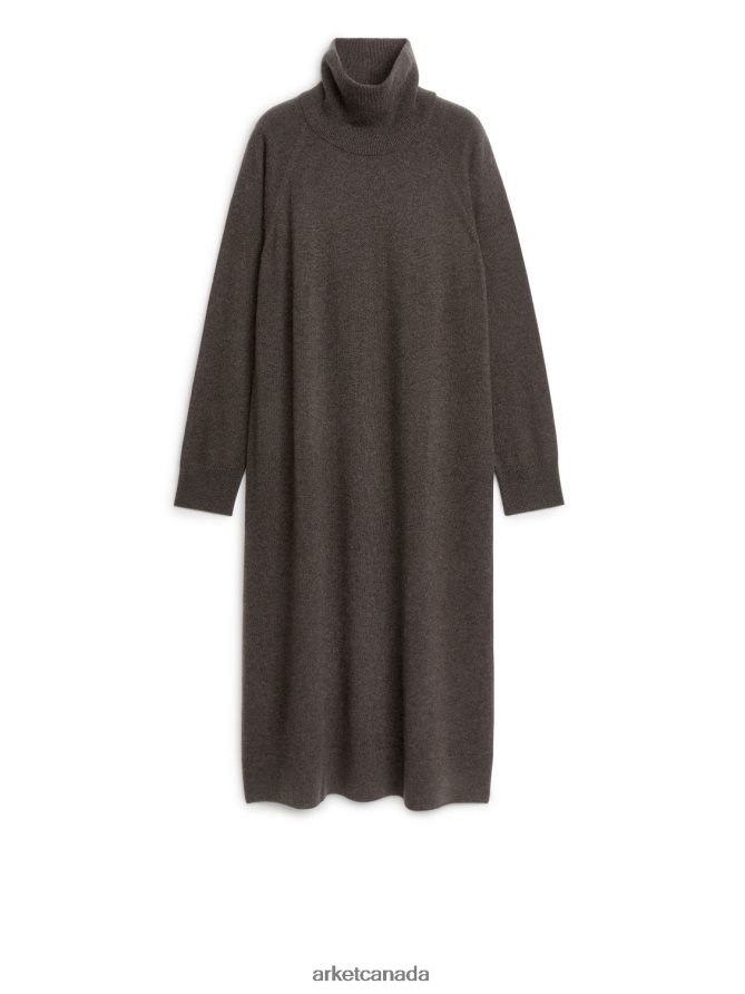 ARKET Clothing 4L826J133 Dark Brown Cashmere Roll-Neck Dress Women