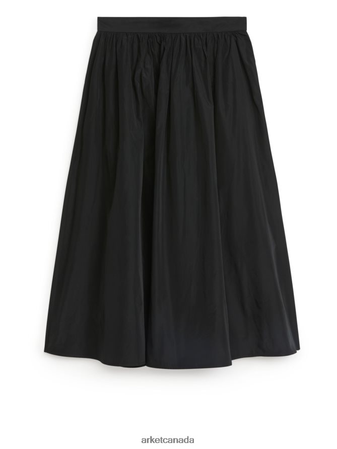 ARKET Clothing 4L826J229 Black Tafetta Midi Skirt Women